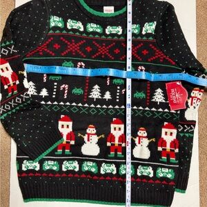 Holiday Time Festive Black and Green Sweater